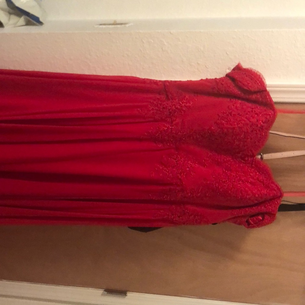 Red off the shoulder Prom dress